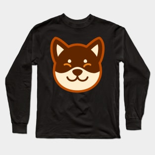 Brown Shiba: Eyes closed smile Long Sleeve T-Shirt